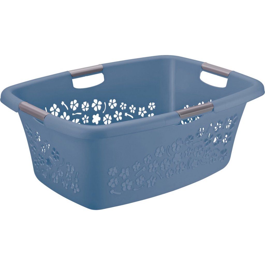 Rotho Blumen Wäschekorb 50l Horizontblau
