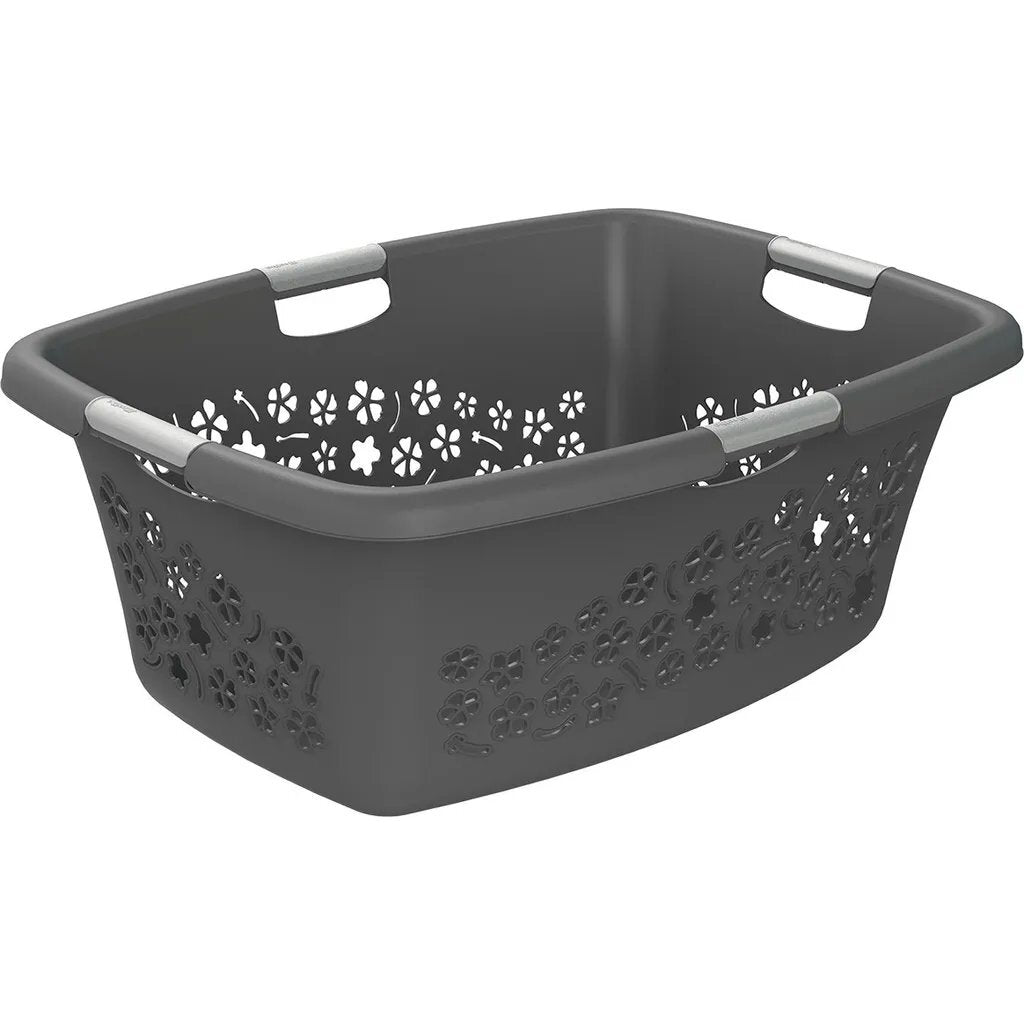 Rotho Blumen Wäschekorb 50l Anthrazit