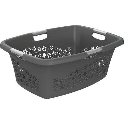 Rotho Blumen Wäschekorb 50l Anthrazit