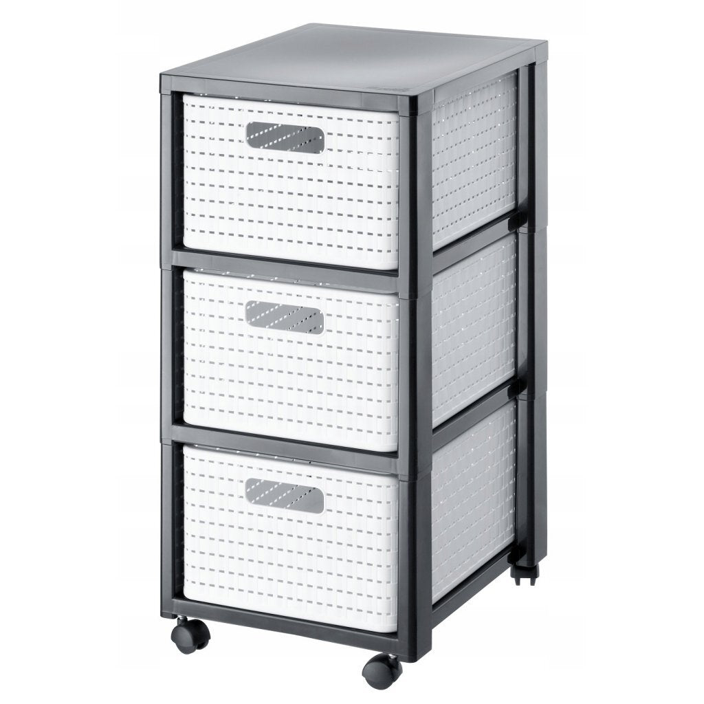 Rotho Country Design Kommode mit Rollen 3x18l weiß