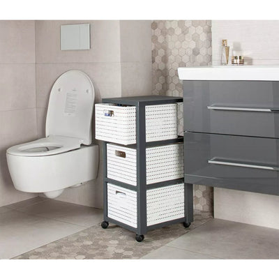 Rotho Country Design Kommode mit Rollen 3x18l weiß