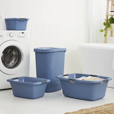 Rotho Blumen Wäschekorb 12l Horizontblau