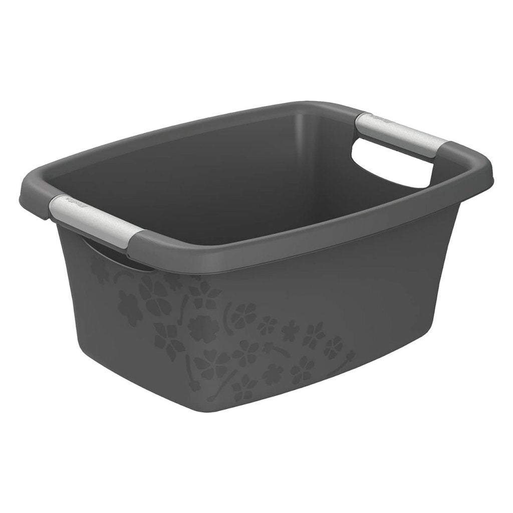 Rotho Blumen Wäschekorb 12l Anthrazit