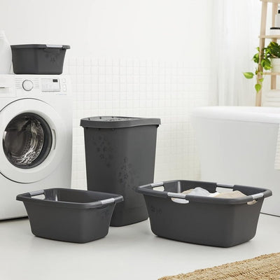 Rotho Blumen Wäschekorb 25l Anthrazit