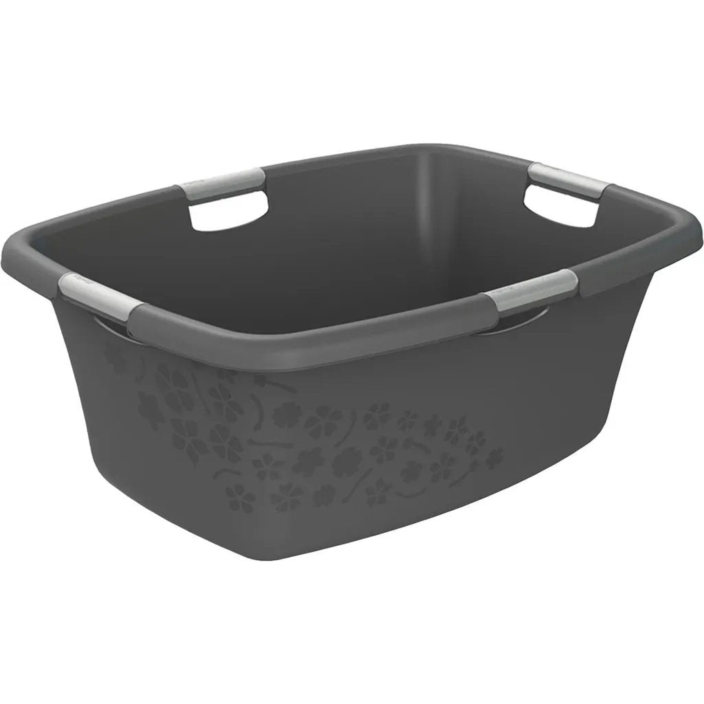 Rotho Blumen Wäschekorb 50l Anthrazit