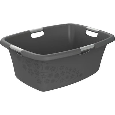Rotho Blumen Wäschekorb 50l Anthrazit