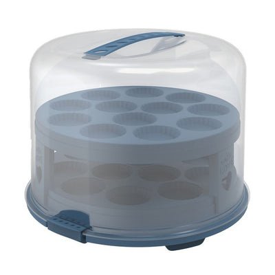 Rotho Rotho Fresho Cake Box XL + Cupcake -Halter 35,5 x 34,5 x 26 cm Horizont Blau Transparent