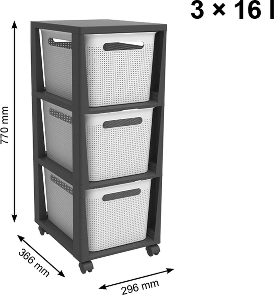 Rotho Brisen Design Kommode 3x16l weiß