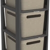 Rotho Tower Brisen Design-Kommode 3x16l mit Cappuccino-Rädern