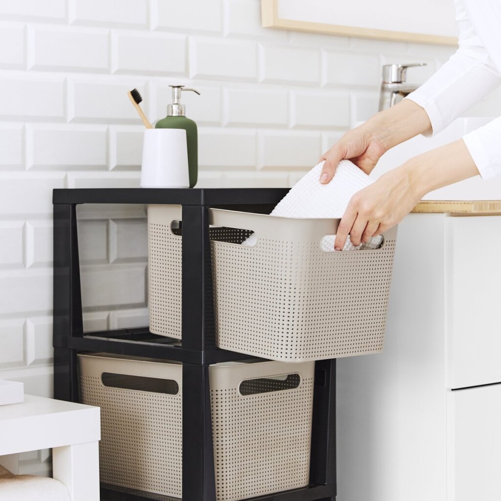 Rotho Tower Brisen Design-Kommode 3x16l mit Cappuccino-Rädern