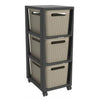 Rotho Pina Kommode mit 3 Schubladen 77x36,6x29,6 cm Cappuccino-Anthrazit