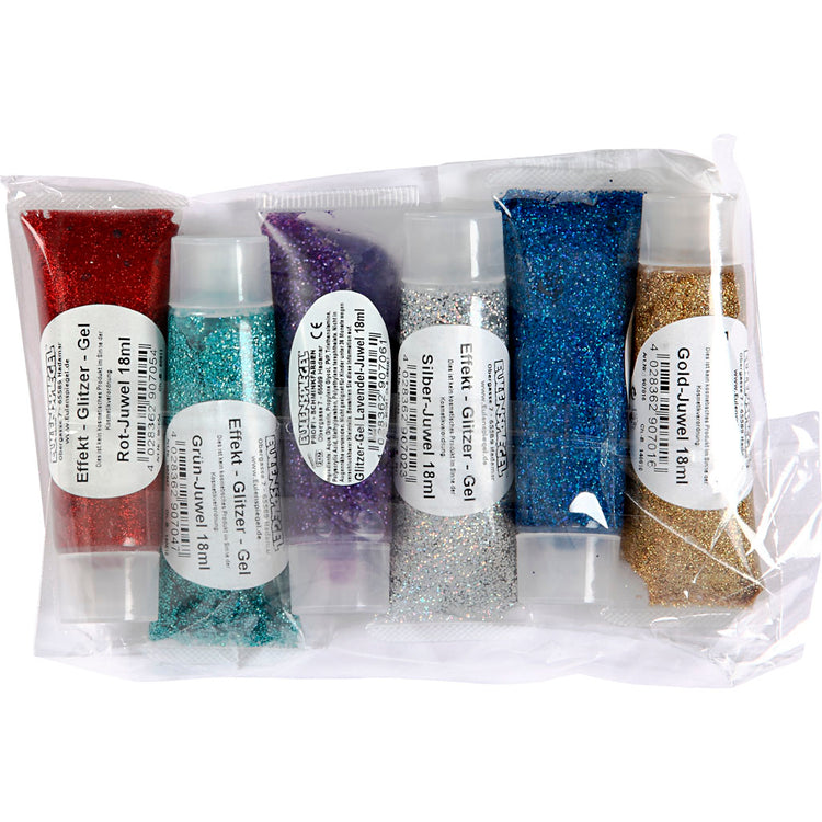 Eulenspiegel Glitzergel, verschiedene Farben, 6x18 ml 1 Box