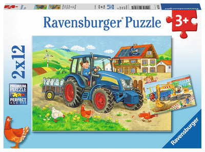 Ravensburger - Auf der Baustelle und Farm Puzzle 2x12 Stücke