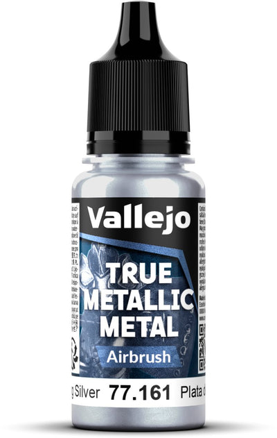 Vallejo Hobby Paint Acrylfarbe – 77161 True Metallic Metal – Airbrush – Sterling Silber – Acryl – Farbflasche – 1x 18 ml