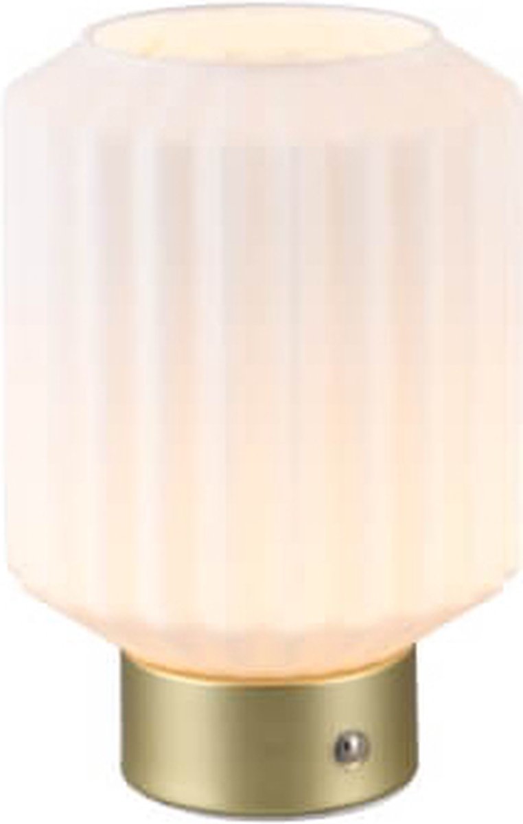 Rl lebe dein Licht Reality Lord - Tischleuchte - Messing matt - inkl. 1x SMD 2W - Touch-Funktion - wiederaufladbar - weißes Glas