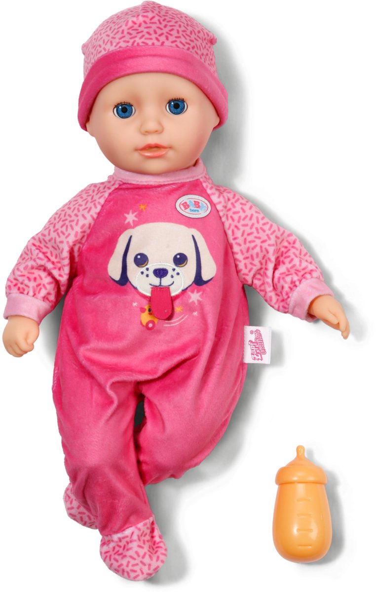 Babyborn Babypuppe Anna Pink 36cm mit Schlafaugen und Flasche.