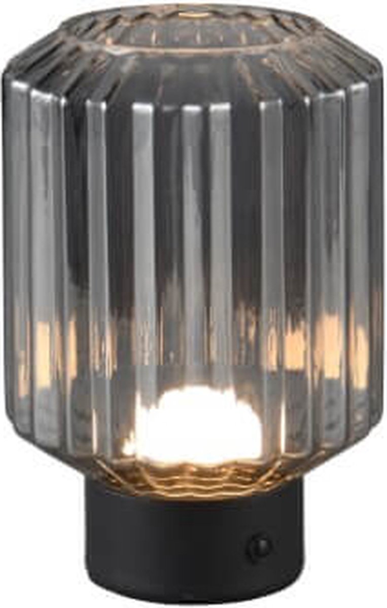 Rl lebe dein Licht Reality Lord - Tischleuchte - Schwarz matt - inkl. 1x SMD 2W - Touch-Funktion - wiederaufladbar - Rauchglas