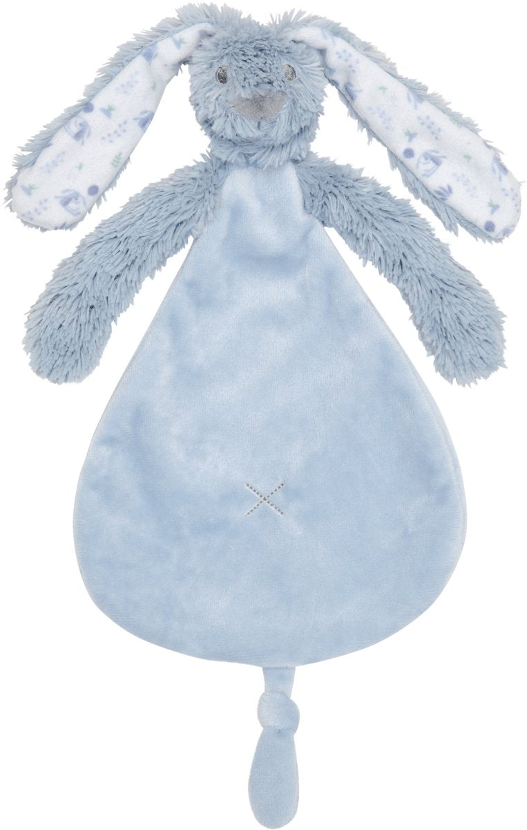 Kuscheltuch „Fröhliches Pferd“ mit grafischem Kaninchen-Richie – Graublau – Baby-Geschenk