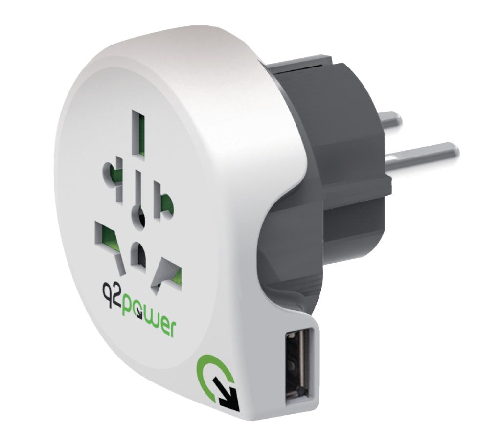 Q2 Power Q2 1.100110 Reiseadapter Welt-zu-Europa USB geerdet