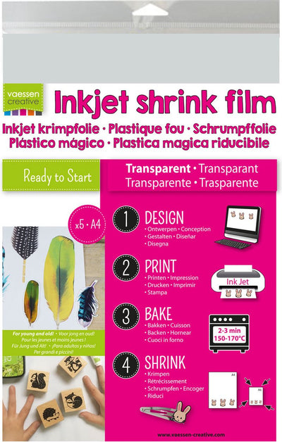 Vaessen creative • Schrumpffolie (Inkjet) A4 transparent 5St