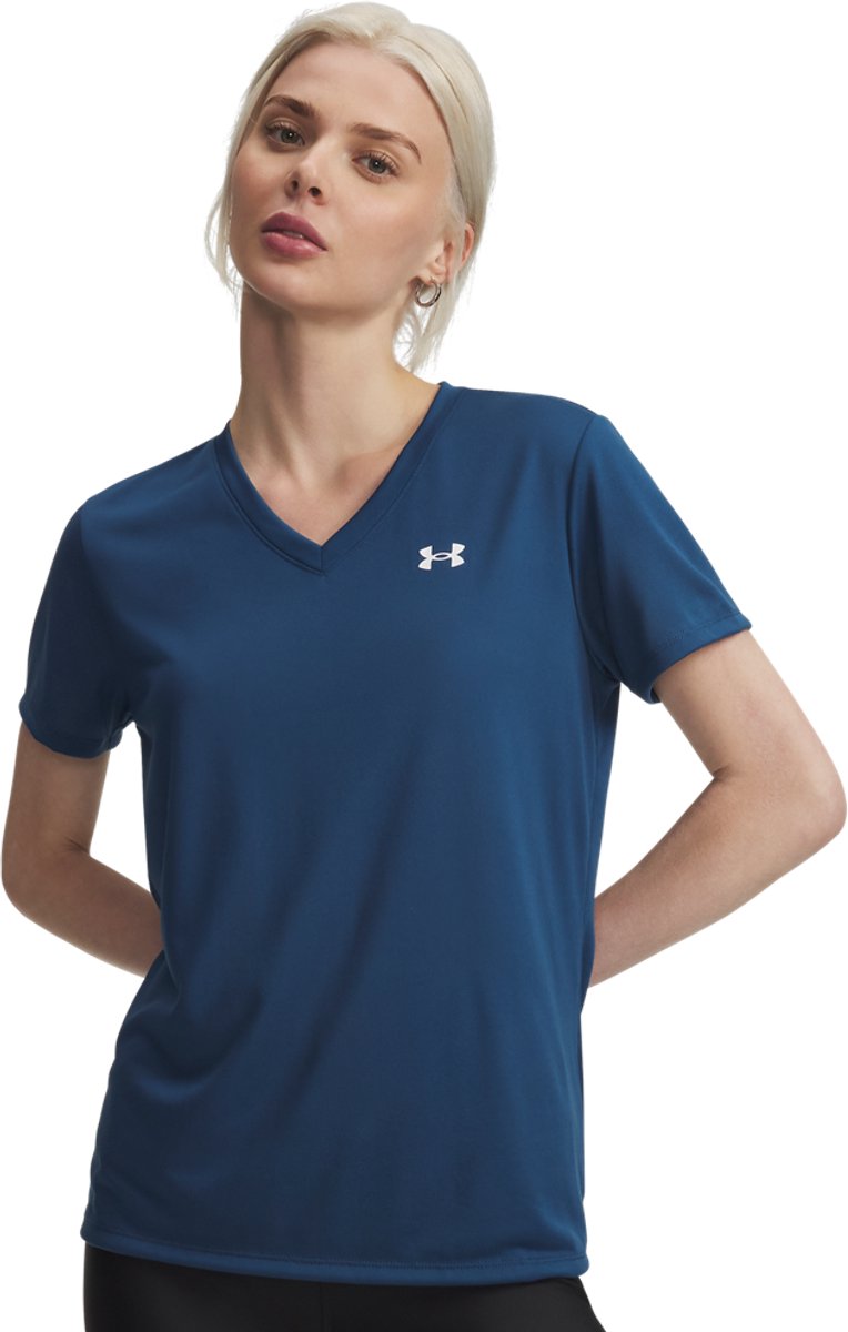 Under Armour Tech SSV – Solid-Blu Damen-Sportshirt – Wham Blue – Weiß