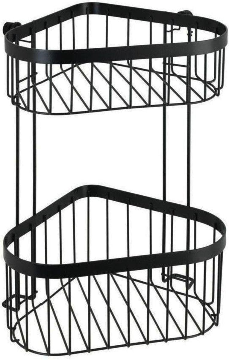 Wenko Duschregal Ecke 2-lagig Classic Plus Schwarz Mattschwarz 24x33cm - Duschkorb
