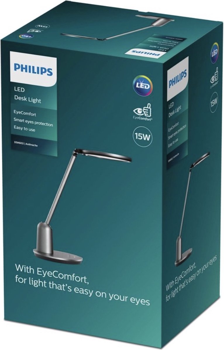 Philips LED Philips Einstein Schreibtischlampe – Dunkelgrau – Lampe – Schreibtisch – Büro – Arbeiten von zu Hause aus