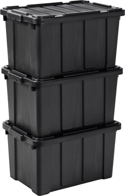 Iris Power Box robuste Aufbewahrungsbox – 50l – 100 % recycelter Kunststoff – Schwarz – 3er-Set
