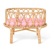 Puppenwiege aus Rattan mit rosa Matratze