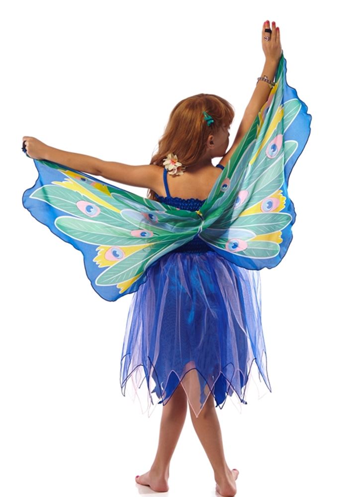 Kleid mit Flügeln XS: Pfau