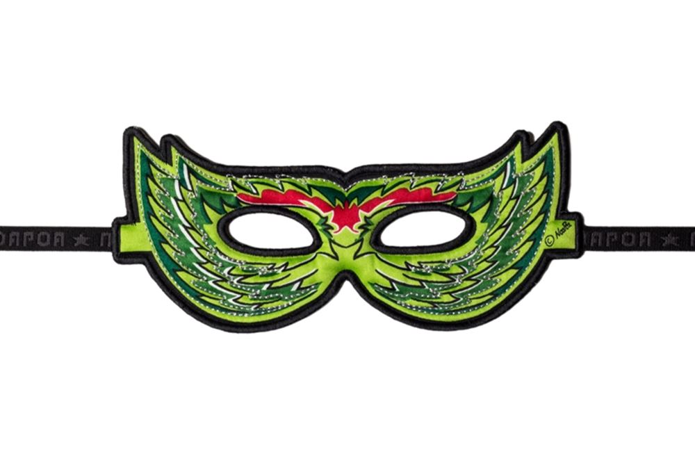 Maske Vogel grün. 3+