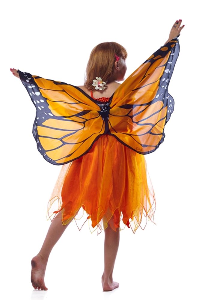 Kleid mit Flügeln: Orange 4-6