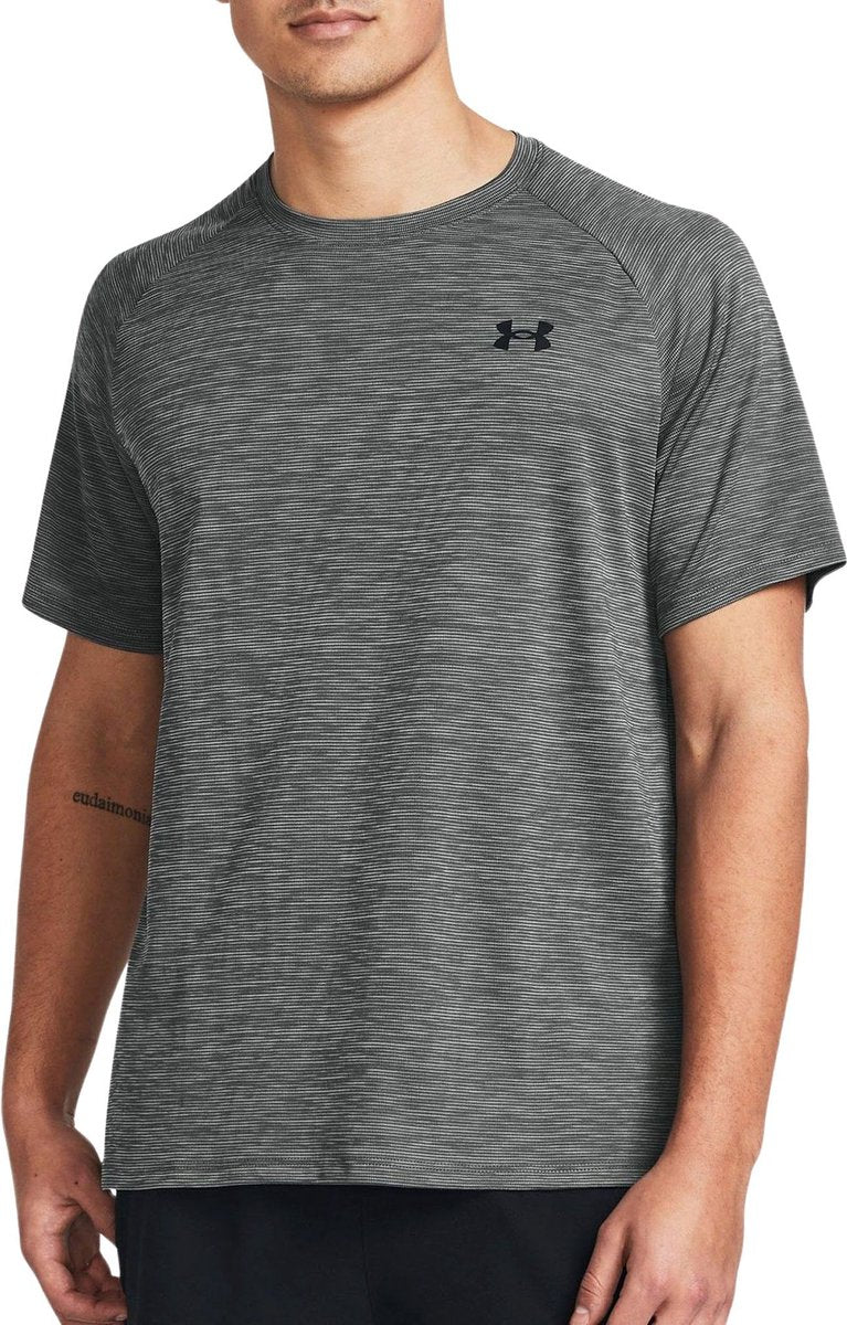 Under Armour UA Tech Texture Red SS Herren-Sportshirt – Grau – Schwarz