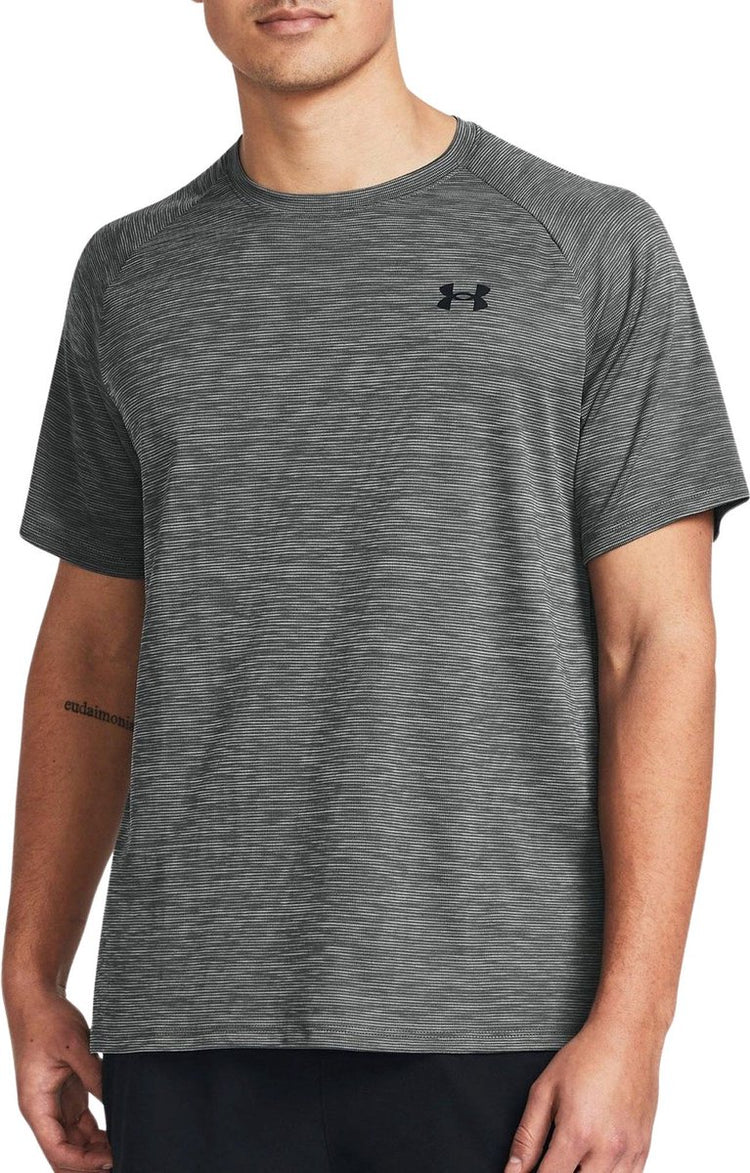 Under Armour UA Tech Texture Red SS Herren-Sportshirt – Grau – Schwarz