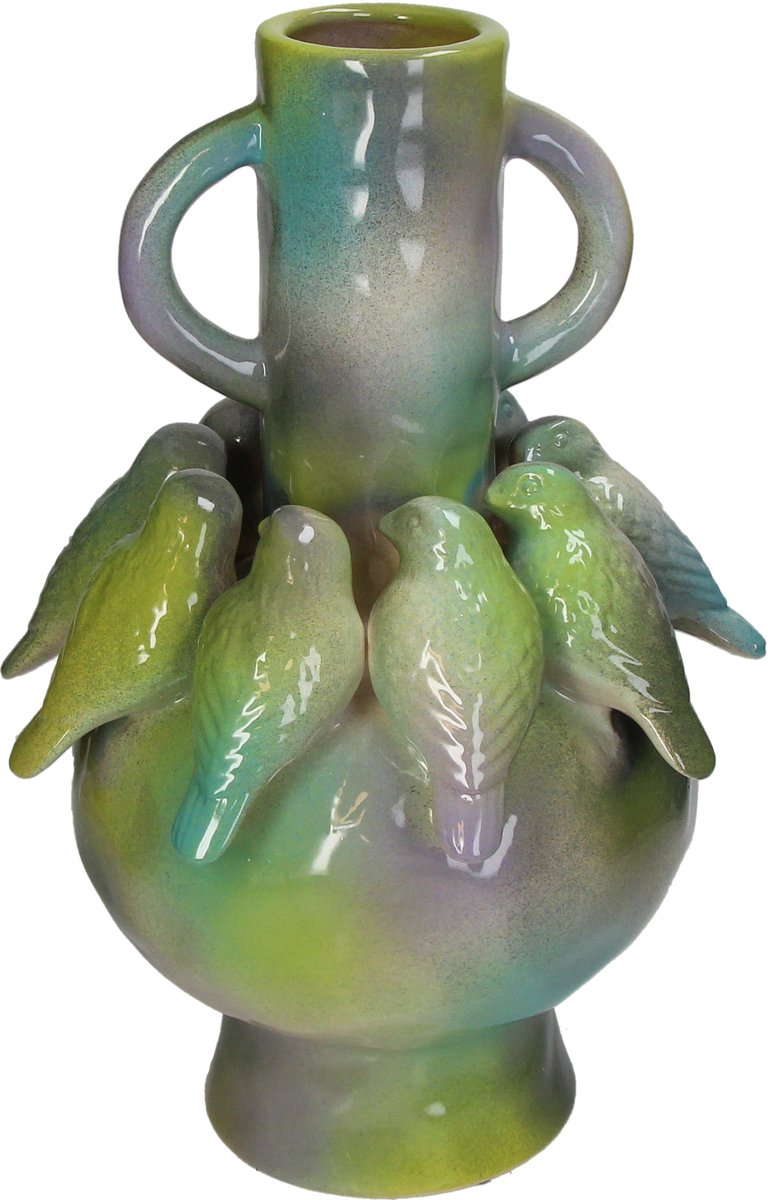HD Collection Vase Vögel Steingut Multi 22,5x22,5x35,3cm