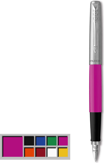 Parker Jotter Originals Füllfederhalter | klassisches Magenta-Finish | mittlere Feder | blaue und schwarze Tinte
