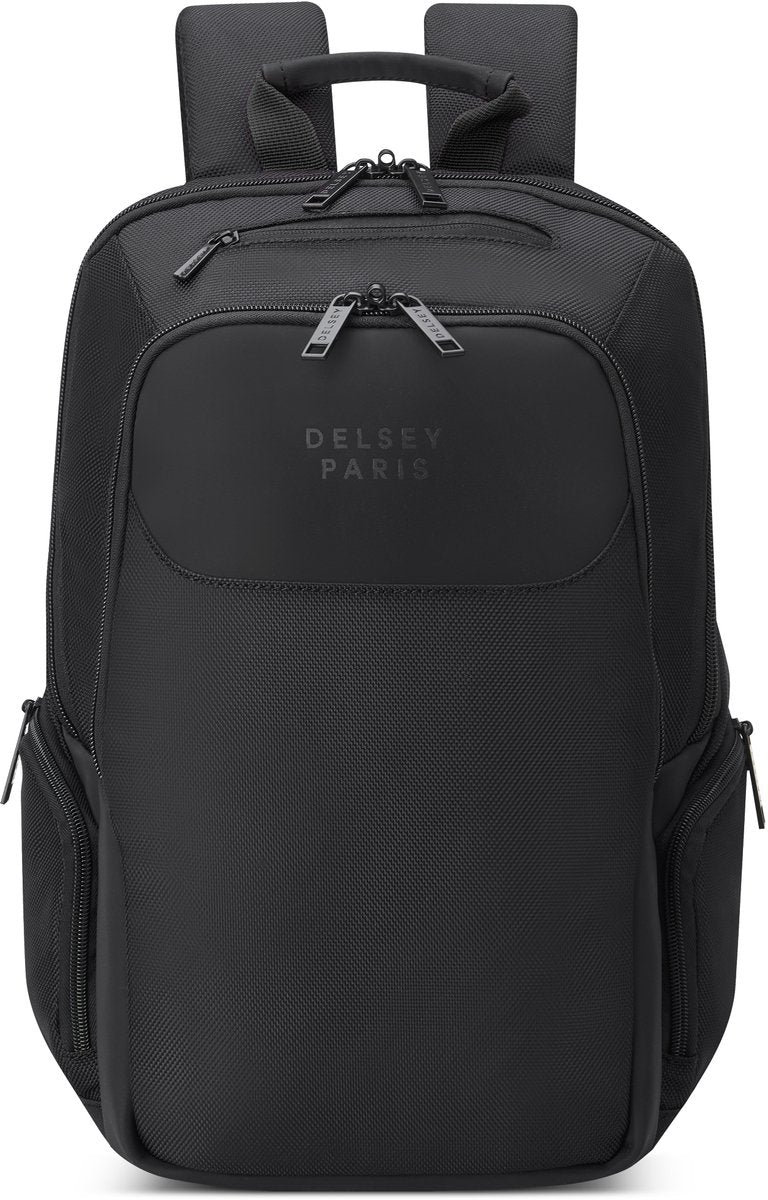 Delsey Parvis Plus Laptop-Rucksack 13,3 Zoll – 15 l – Trolley-Gurt – recyceltes Polyester – Schwarz