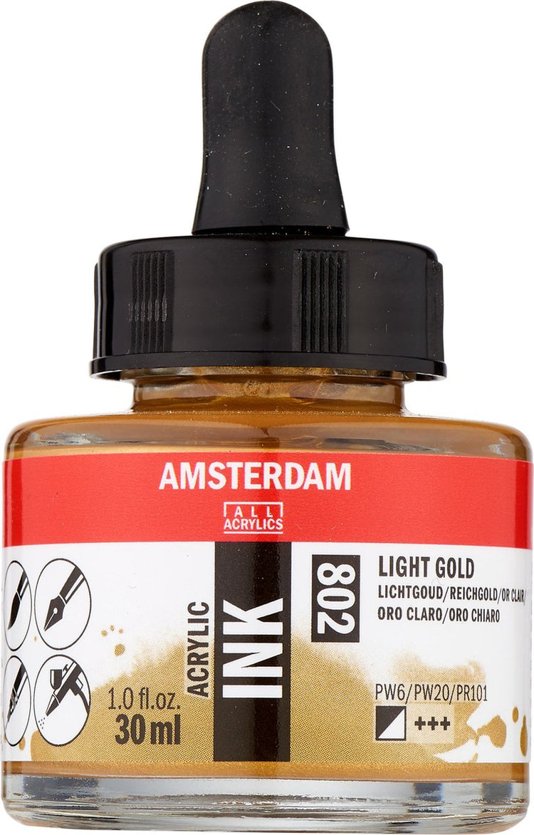Amsterdam alle Acrylfarben Amsterdam • Acryltintenflasche 30 ml Hellgold 802