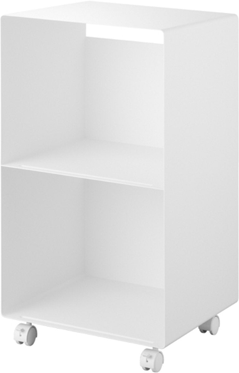 Yamazaki Tower-Schallplattenschrank 2-stöckig auf Rollen – weiß