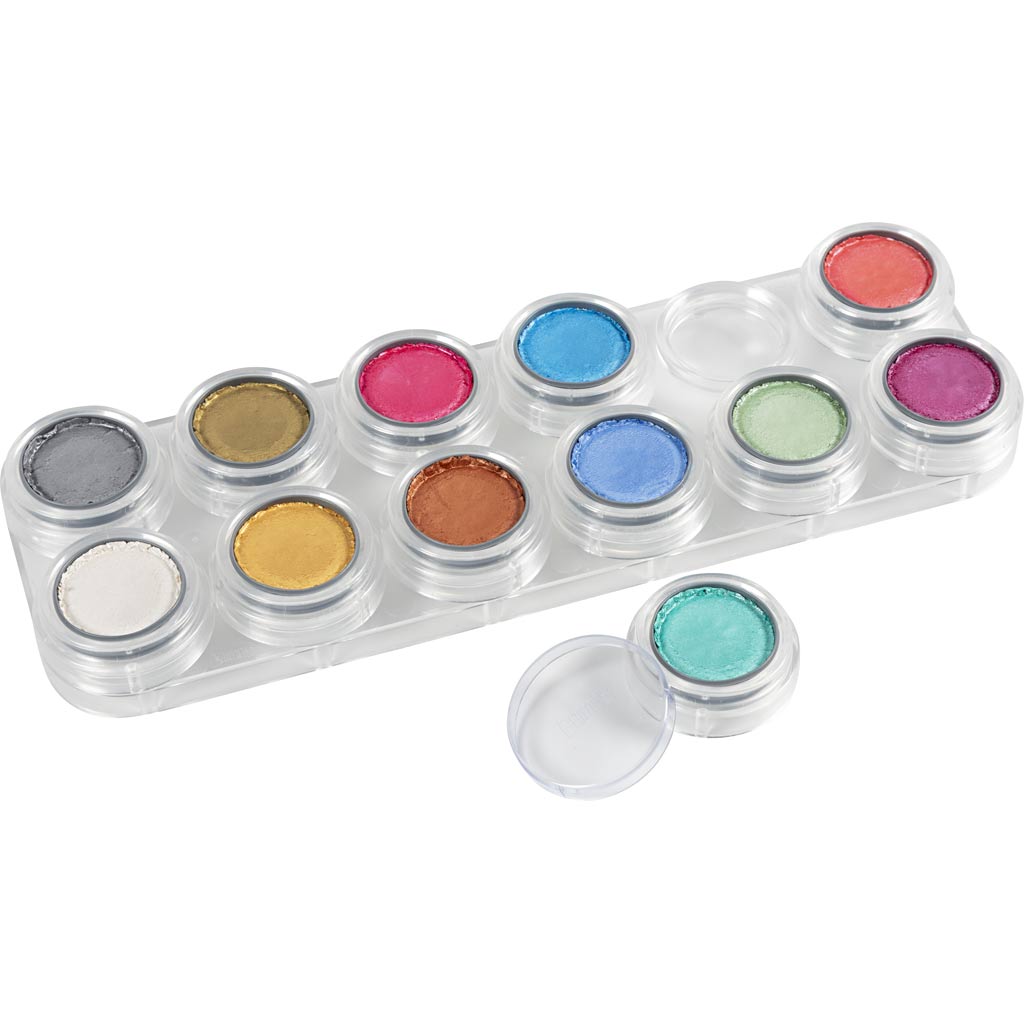 Grimas Gesichtsfarbe – Gesichtsfarben-Palette, Perlmuttfarben, 12 x 2,50 ml, 1 Stück