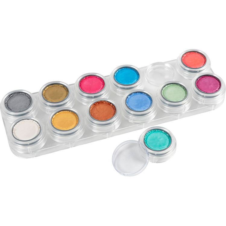 Grimas Gesichtsfarbe – Gesichtsfarben-Palette, Perlmuttfarben, 12 x 2,50 ml, 1 Stück