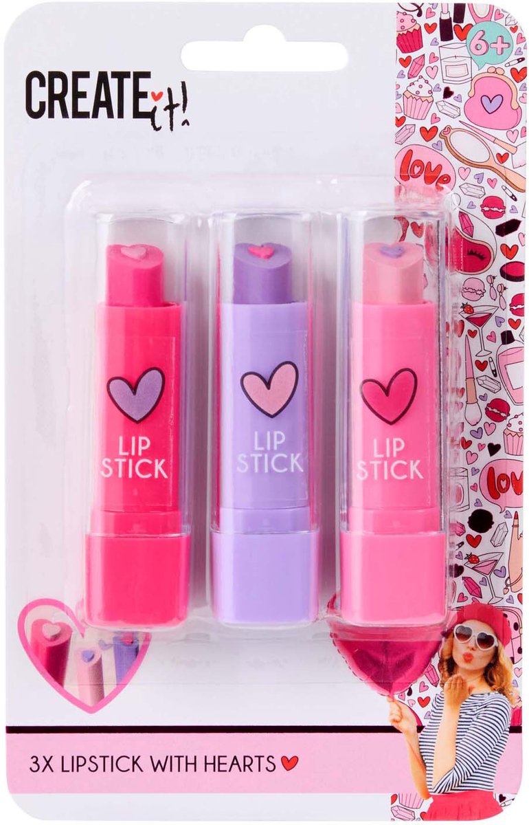 Erstellen Sie es! Herz Lippenstift, 3st.