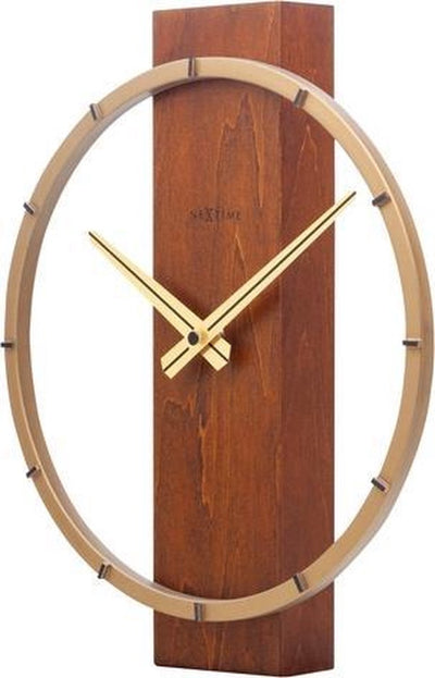 Nexttime Carl Small – Tischuhr Wanduhr – 34 × 27 cm – Holz Stahl – Braun