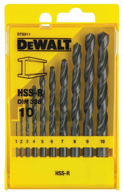 Dewalt DT5911 10-teiliges HSS-R Metallbohrer-Set in Kassette