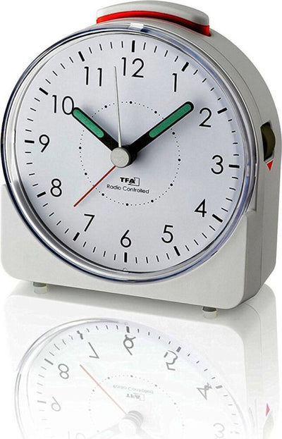 Tfa Dostmann 60.1513.02 – Wecker – analog – funkgesteuerte Zeitanzeige – lautloser Bewegungsablauf – Alarm – Schlummerfunktion – Kunststoff – Leuchtzeiger – Bildschirmbeleuchtung – weiß
