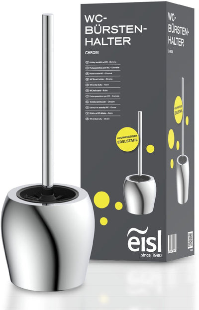 Eisl Toilettenbürstenhalter – Chrom – Badezimmer-Toilettenbürste – freistehende Toilettenbürste mit Halter und Innenbehälter – Toilettenbürste