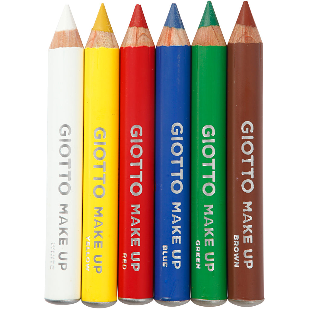 Giotto Schminkstifte, L: 9 cm, Standardfarben, 6 Stück, 1 Box