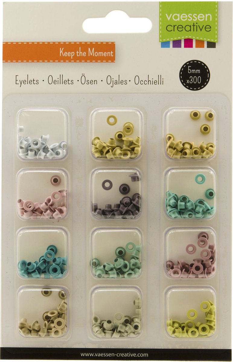 Vaessen kreatives Ösenset Pastell 12 Farben ø4mm 25 Stück