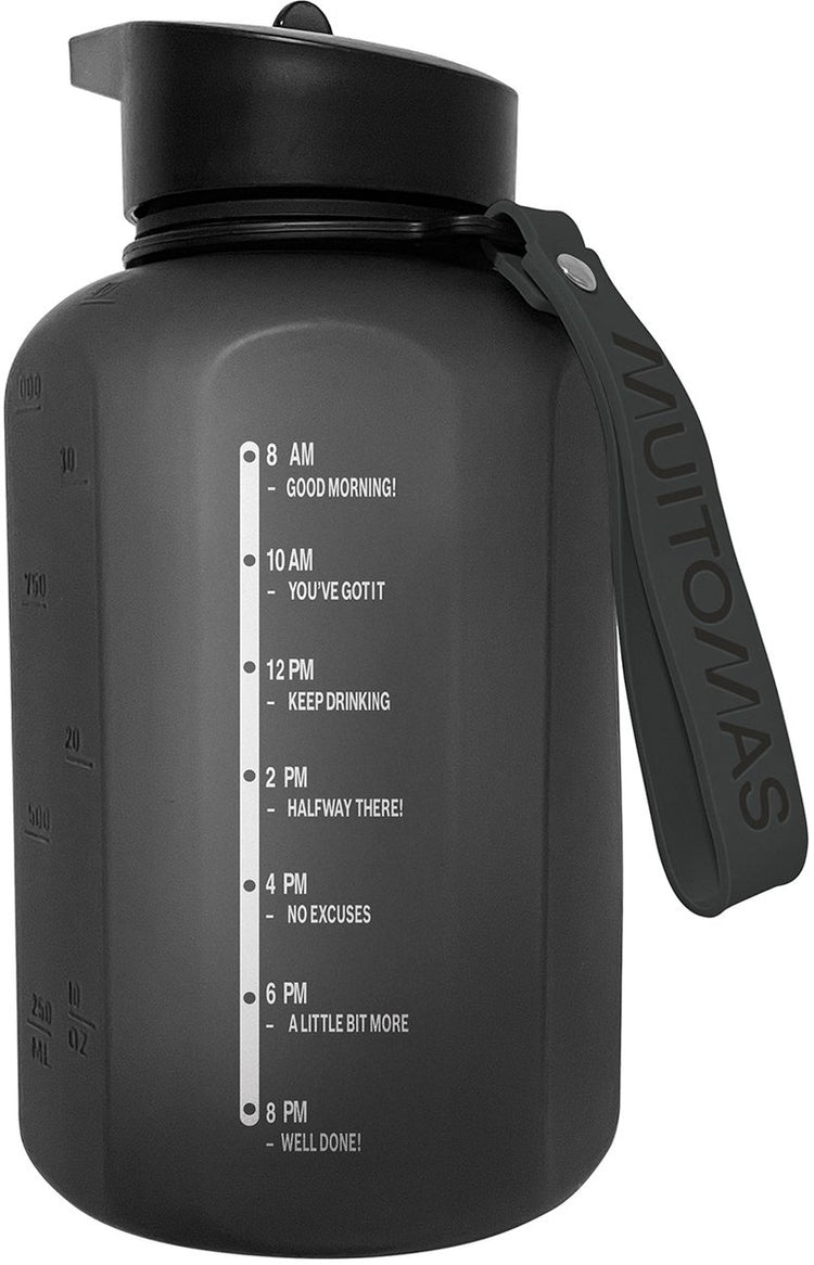 Muitomas Sportflasche – großes Fassungsvermögen – 1200 ml – Silikonauslauf – integrierter Griff – schwarz