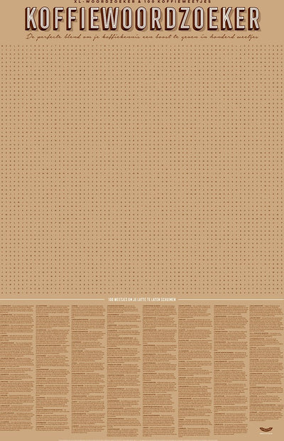 Stratier XL-Spielplakat – Kaffee-Wortsuche – 100 Fakten
